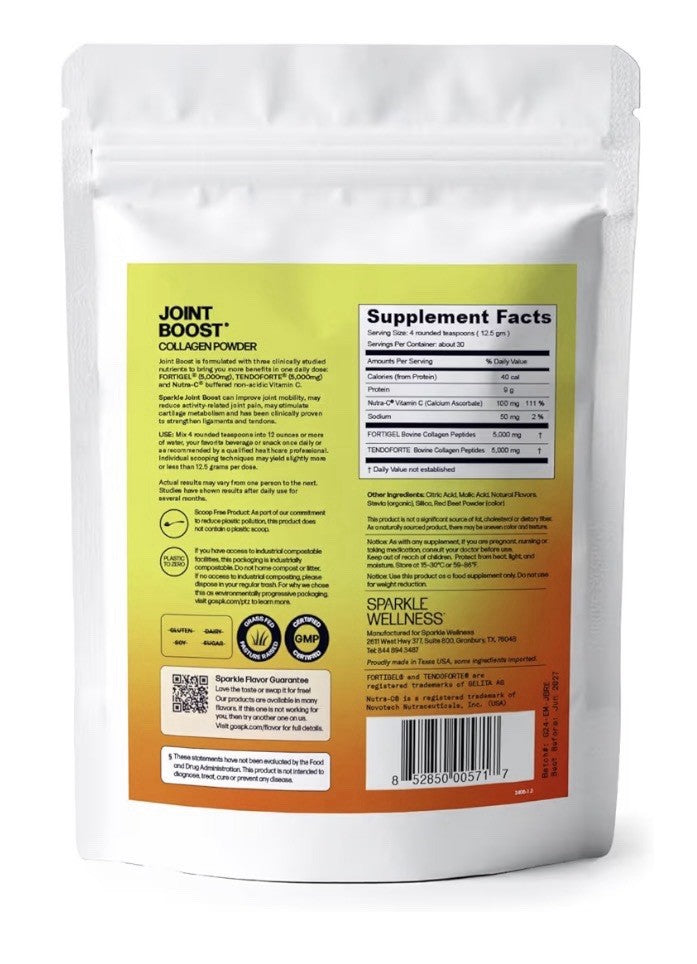 Sparkle Wellness Joint Boost Collagen Powder Mobility Ligament Health Açai Lemon