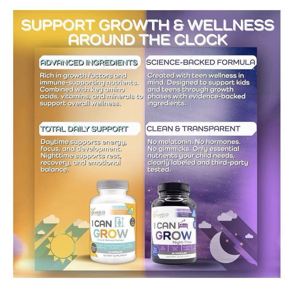 3Pack Fawelo I Can Grow Day-Time Kids 10 & Up Teens Growth & Development Support