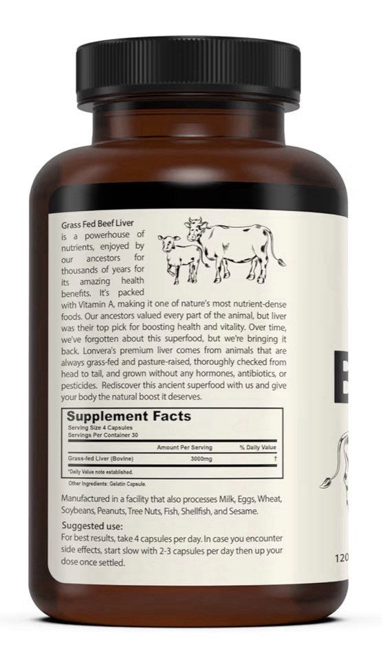3 Pack Lonvera Grass Fed Beef Liver Pasture Raised Energy Hair Skin Nails