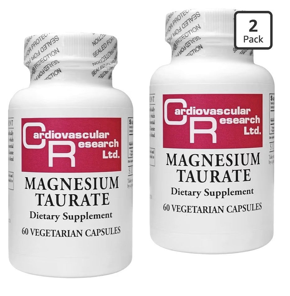 2 Pack Cardiovascular Research Magnesium Taurate 125 mg Supplement Total 120caps
