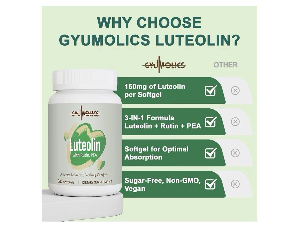 2 Pack Gyumolics Luteolin Supplement for Seasonal Allergies Soothing Comfort