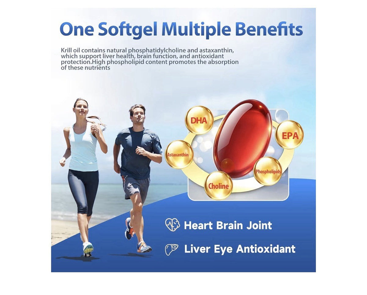 NYO3 Krill Oil Omega 3 Supplement 1000mg EPA DHA Pure Antarctic Krill 90 Softgel