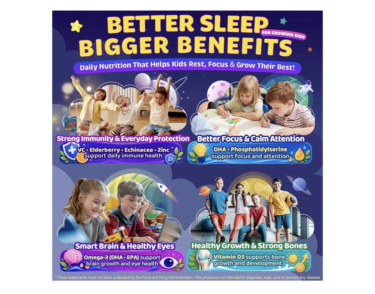 Neviss Kids Immunity Sleep Kids 3+ Magnesium Bisglycinate Calm Sleep 60 Gummies