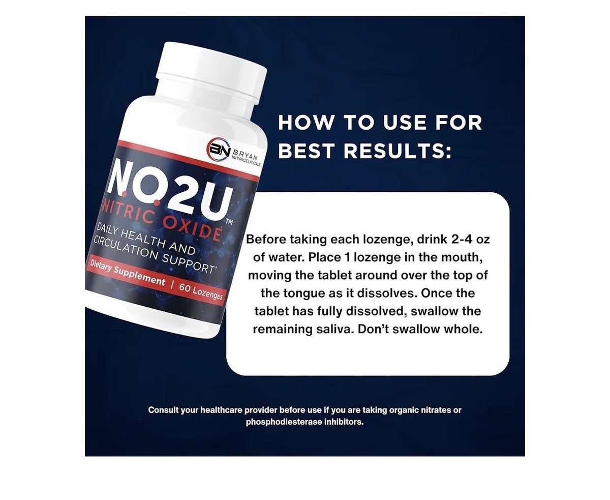 NO2U Bryan NITRICEUTICALS Natural Nitric Oxide Supplements Women, Men 60Lozenges