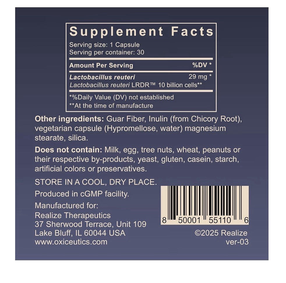 oxiceutics MyReuteri™ Lactobacillus reuteri LRDR™ Probiotic 10Billion CFU 30Caps