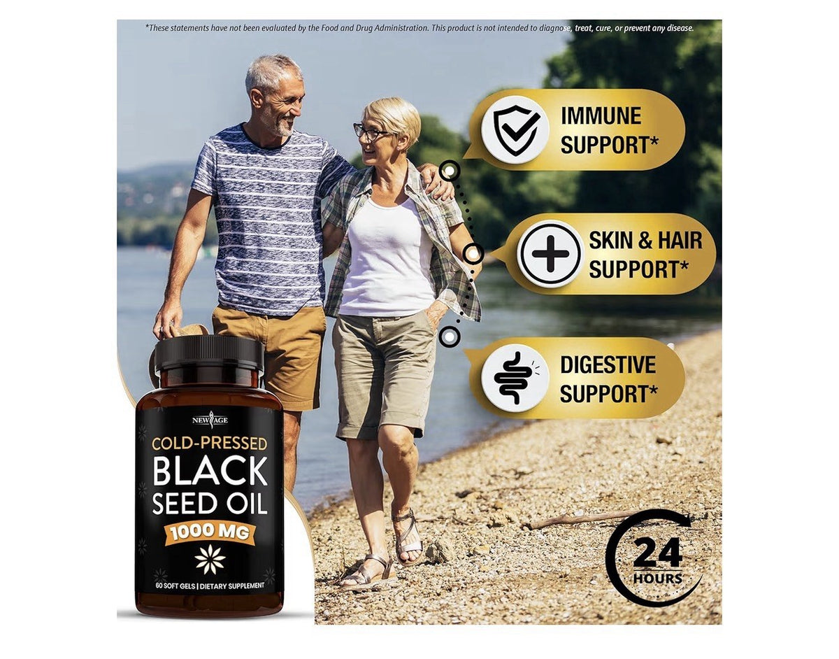 2 Pack NEW AGE Black Seed Oil 1000 MG Cold Pressed Nigella Stavia Black Cumin