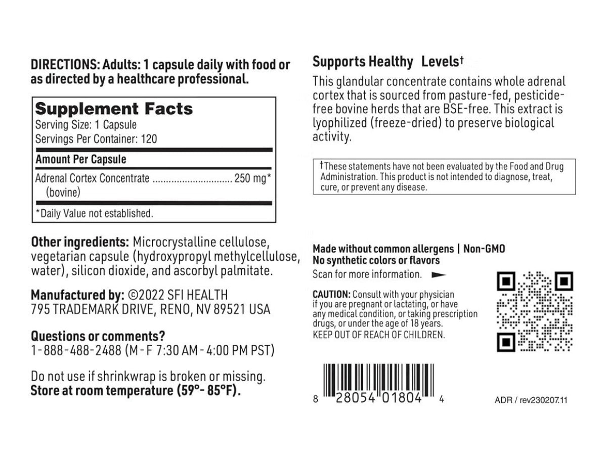 SFI Health Adrenal Cortex Promotes Healthy Mood Healthy Adrenal Function 120caps