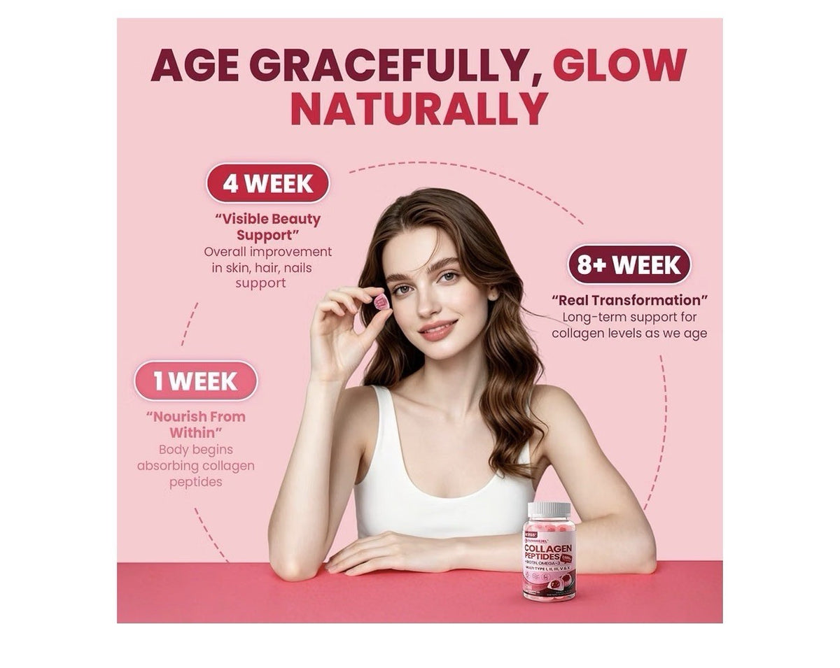 Neviss Collagen Peptides Type I,II,III,V,X Hair Skin Nails Vitamin 2Pack Gummies