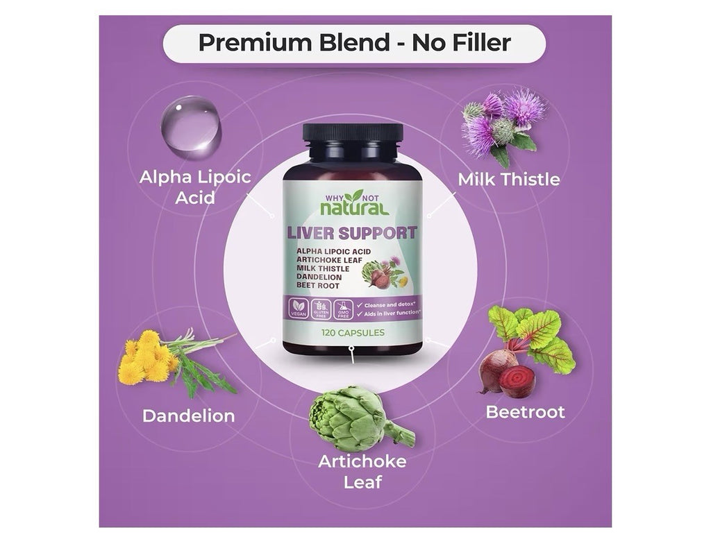 Why Not Natural Liver Support Detox Cleanse 5in1 Liver Health Supplement 120Caps