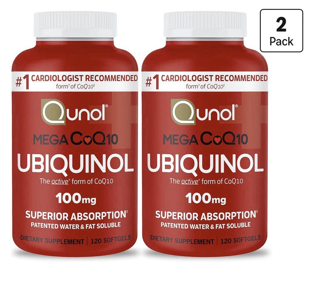 2 Pack Qunol Mega CoQ10 Ubiquinol 100mg Coenzyme Q10 Antioxidant Heart Health