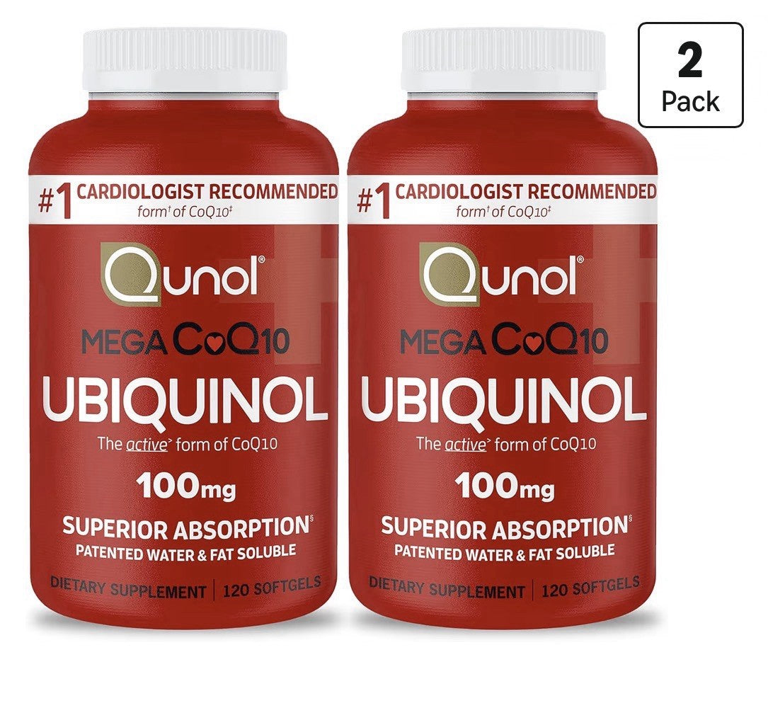 2 Pack Qunol Mega CoQ10 Ubiquinol 100mg Coenzyme Q10 Antioxidant Heart Health