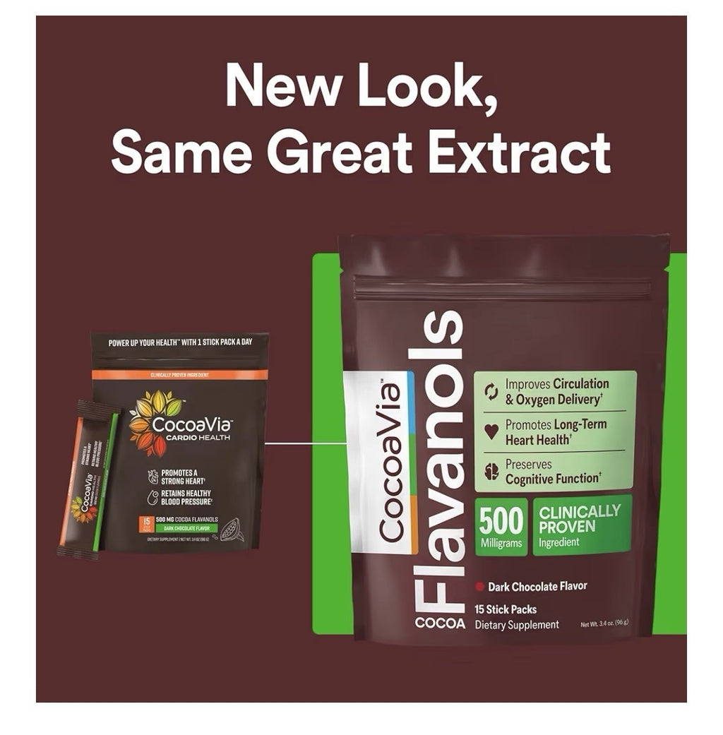 CocoaVia Cocoa Flavanols Powder Heart Circulation Cognitive Health 30 Sticks