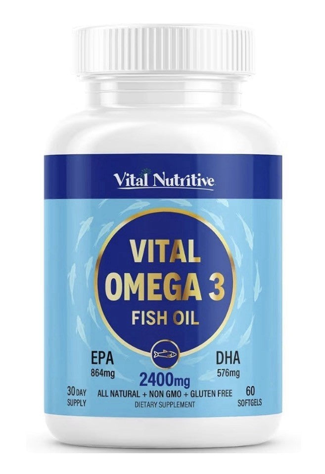 2 Pack VITAL NUTRITIVE Vital Omega 3 Fish Oil EPA DHA Brain Heart Health