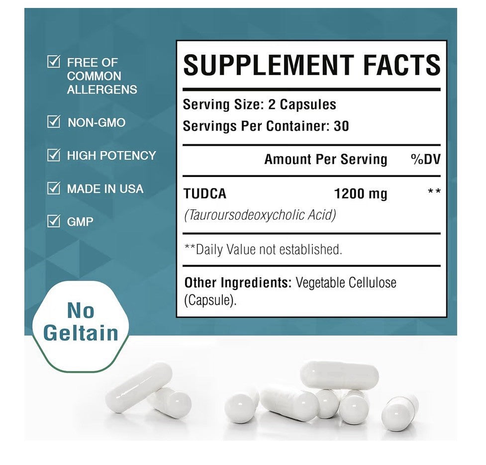 Zingicin TUDCA Supplement 1200mg Tauroursodeoxycholic Acid Liver Protection 60c