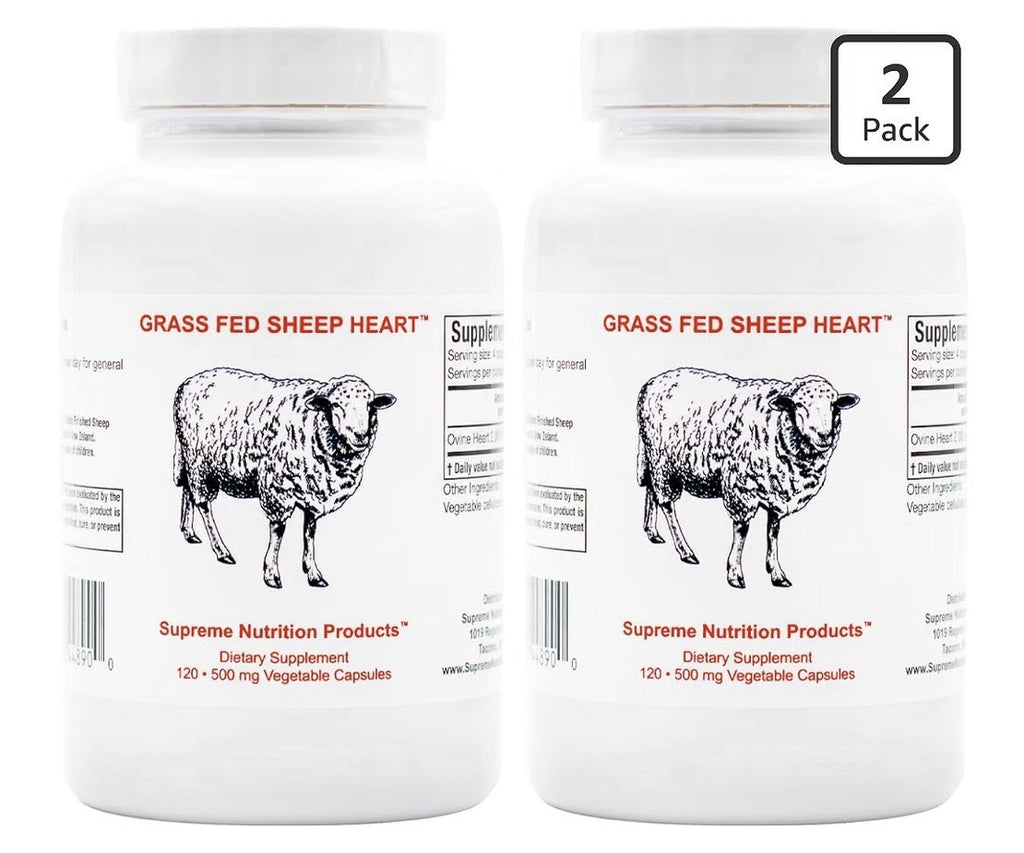 2 Pack Supreme Nutrition Grass Fed Sheep Heart Pure Ovine Heart Capsules