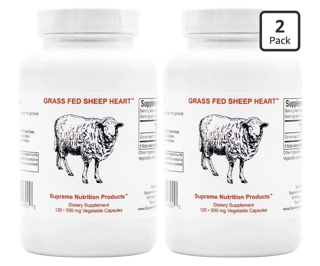2 Pack Supreme Nutrition Grass Fed Sheep Heart Pure Ovine Heart Capsules