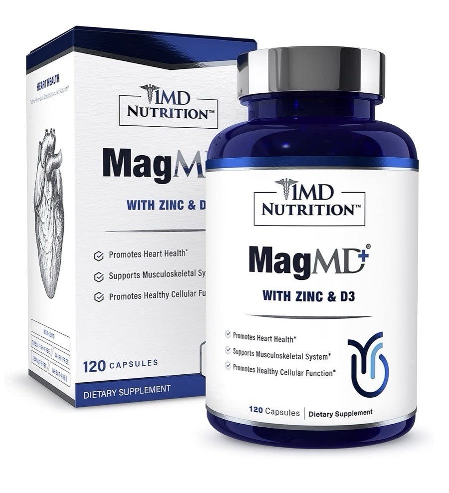 1MD Nutrition MagMD Plus with Zinc & D3 Promotes Heart Bone Cellular Health 120c