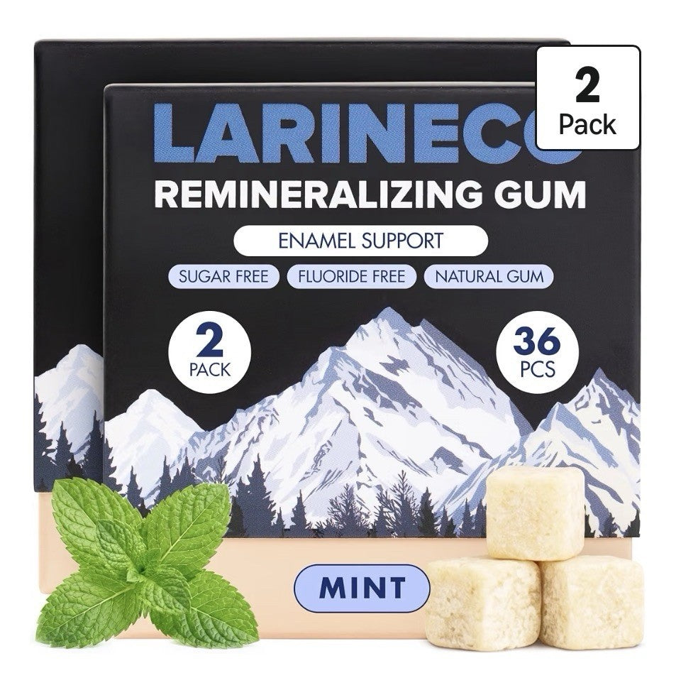 Larineco Remineralizing Gum Hydroxyapatite Xylitol Gum Mint Flavor 2 Pack