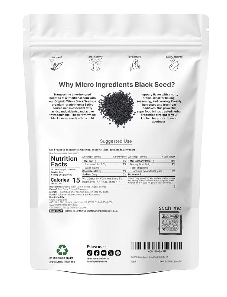 Organic Black Cumin Seed Nigella Sativa Premium Grade  2lbs