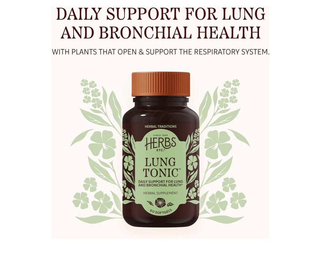 Herbs Etc. Lung Tonic Herbal Supplement Clear Breathing Bronchial Health 60sgel