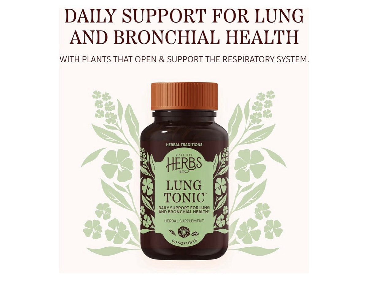 Herbs Etc. Lung Tonic Herbal Supplement Clear Breathing Bronchial Health 60sgel