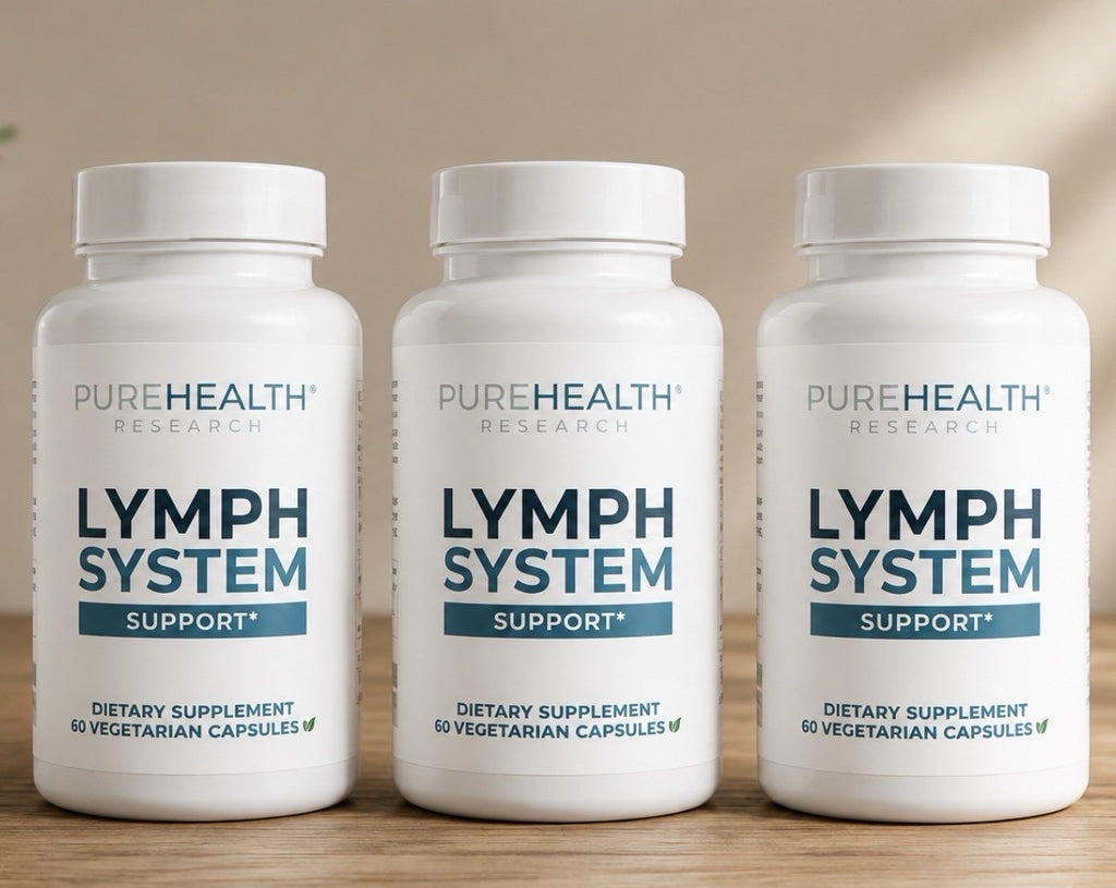 3Pack PUREHEALTH RESEARCH Lymph System Support Lymphatic Drainage For Women &Men