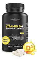 Livingood Daily Vitamin D + Immune Complex D3 K2 4000 IU Supplement 60Day Supply