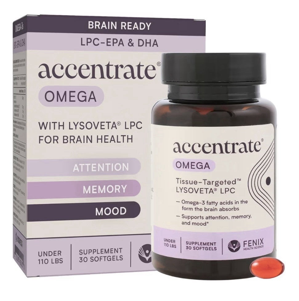 Accentrate Omega w/LYSOVETA LPC | EPA & DHA Supplements Brain Health 30 Caps