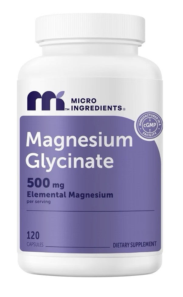 Micro Ingredients Magnesium Glycinate 500mg Per Serving Clean Ingredients 120cap