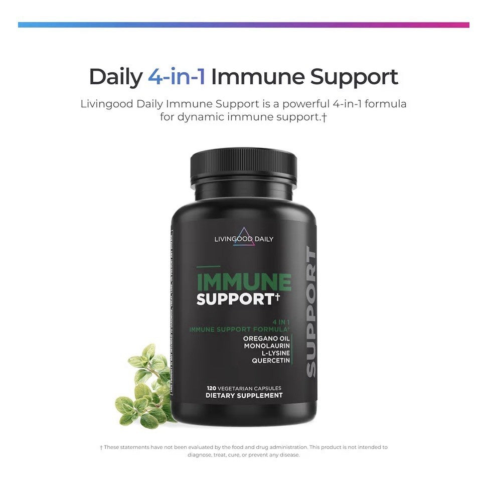 Livingood Daily Immune Support Supplement 4in1 Formula Digestive Gut Health 120c