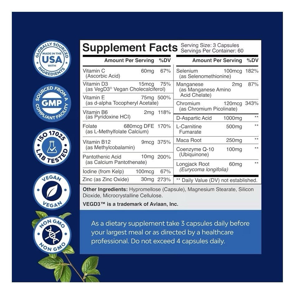 Natures Craft Male Fertility Support Semen Volume Booster Enhance Mobility 180Ca