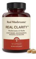 Real Mushrooms RealClarity Lion’s Mane KSM-66 Ashwagandha Rhodiala Bacopa 60Caps