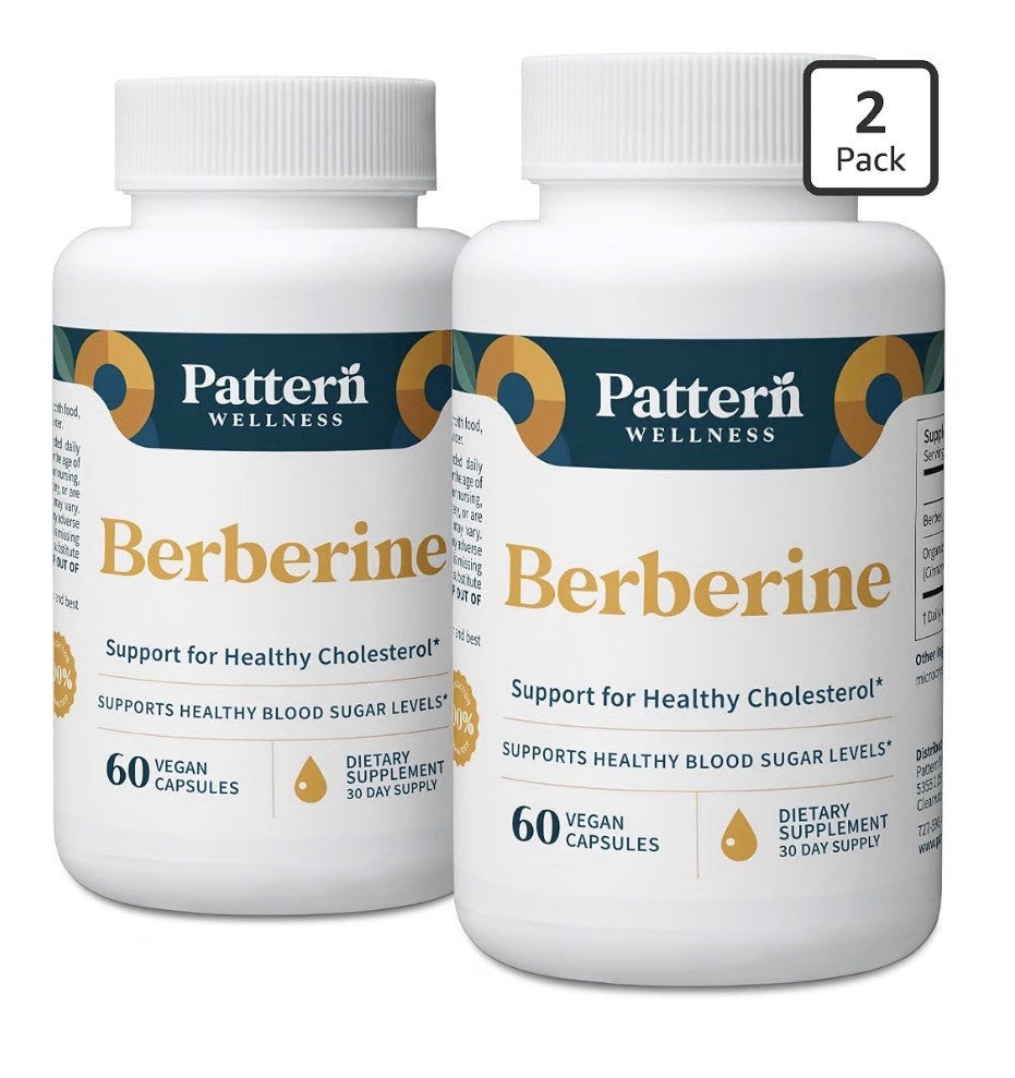 2Pack Pattern Wellness Berberine Supports Healthy Cholesterol Blood Sugar Levels