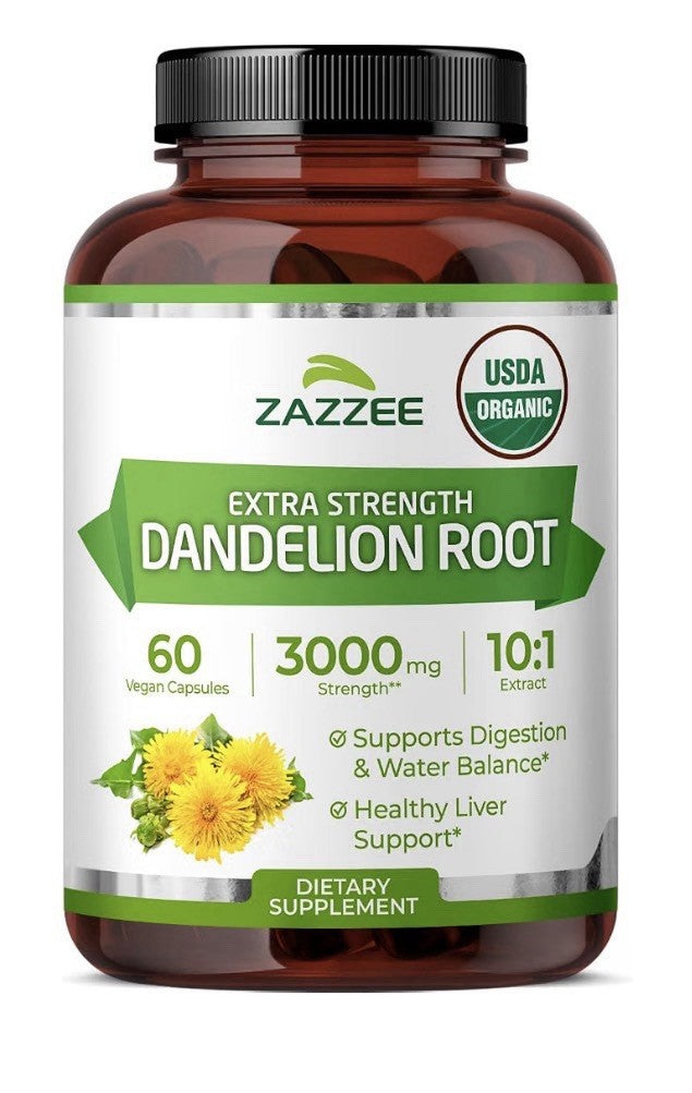 Zazzee Dandelion Root Digestive Water Balance Liver Support 2 Month Supply 60cap