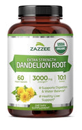 Zazzee Dandelion Root Digestive Water Balance Liver Support 2 Month Supply 60cap