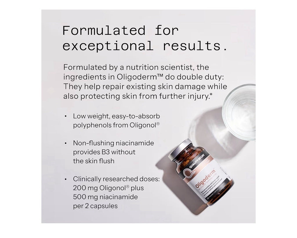 Quality of Life Oligoderm Healthy Skin Support Supplement Reduced Wrinkles 60cap