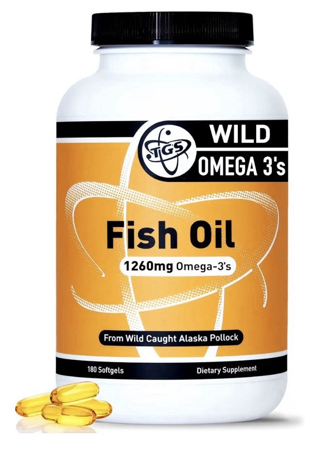 TGS Nutrition Fish Oil Wild Omega 3 Supplement 1260mg For Women & Men 180 Caps