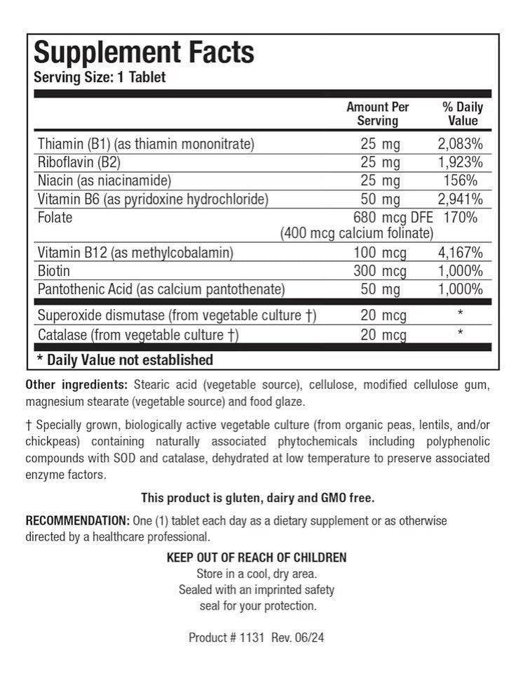 Biotics Research Bio B Complex High Potency B-Complex with Folate 90 Tablets