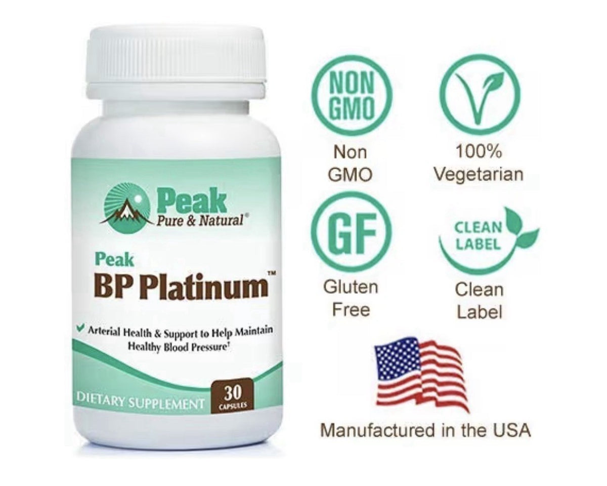 Peak Pure & Natural Peak BP Platinum Arterial Blood Pressure Health Support 30ca