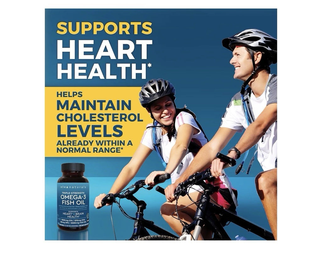 Viva Naturals Omega 3 Fish Oil Triple Strength EPA DHA For Women & Men 90softgel