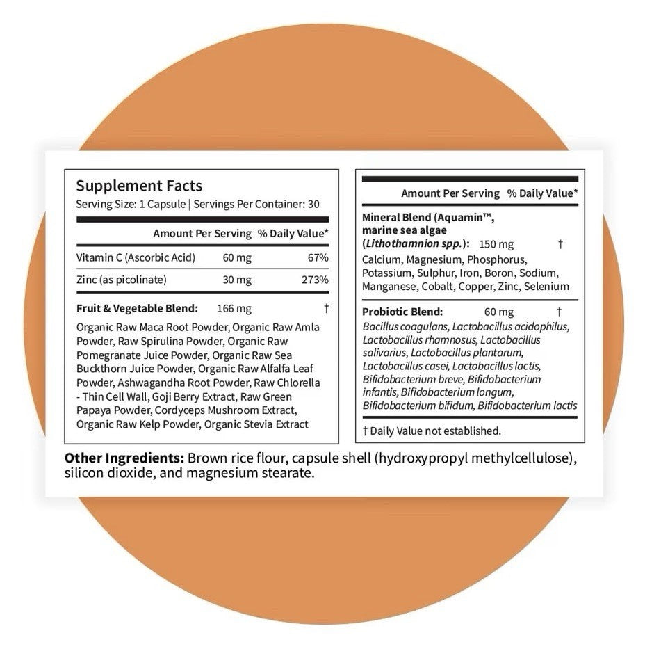 Pattern Wellness Zinc Complex Immune Gut Support General Health 30 Capsules