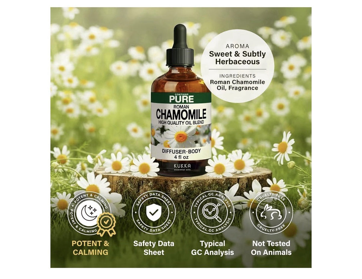 Kukka Roman Chamomile Essential Oil Peaceful Relaxation Soothing Calming 4oz