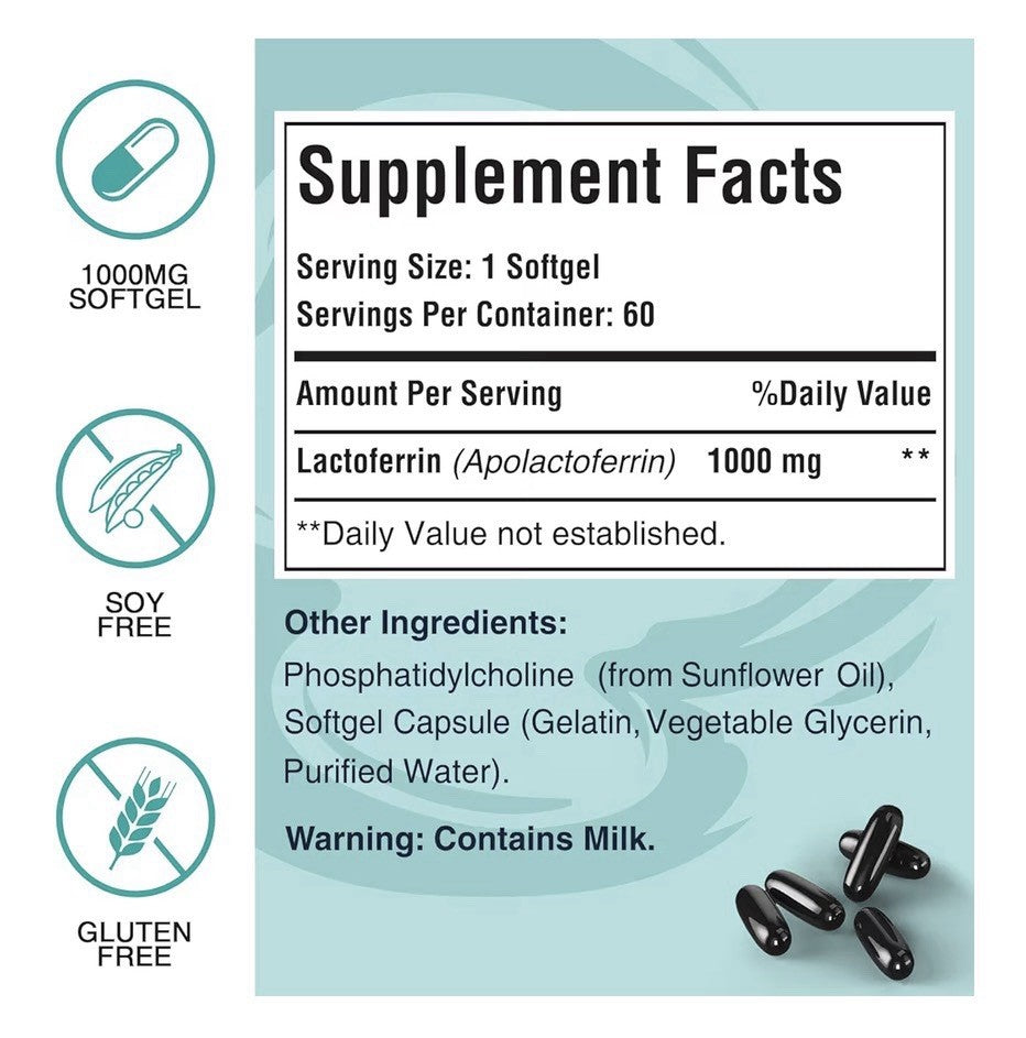 2 Packs Pepeior Liposomal Lactoferrin 1000mg Higher Absorption for Iron Immune