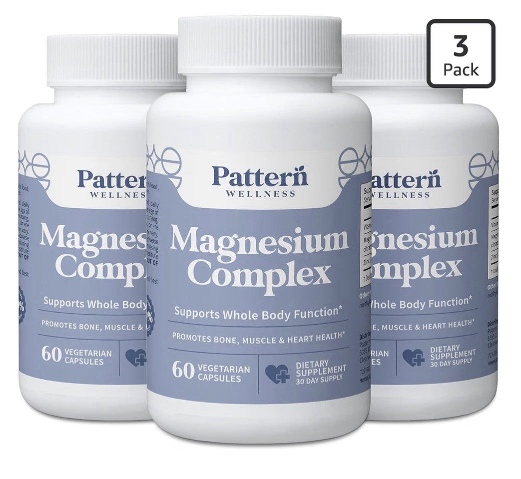 3Pack Pattern Wellness Magnesium Complex Support Whole Body Function Muscle Bone