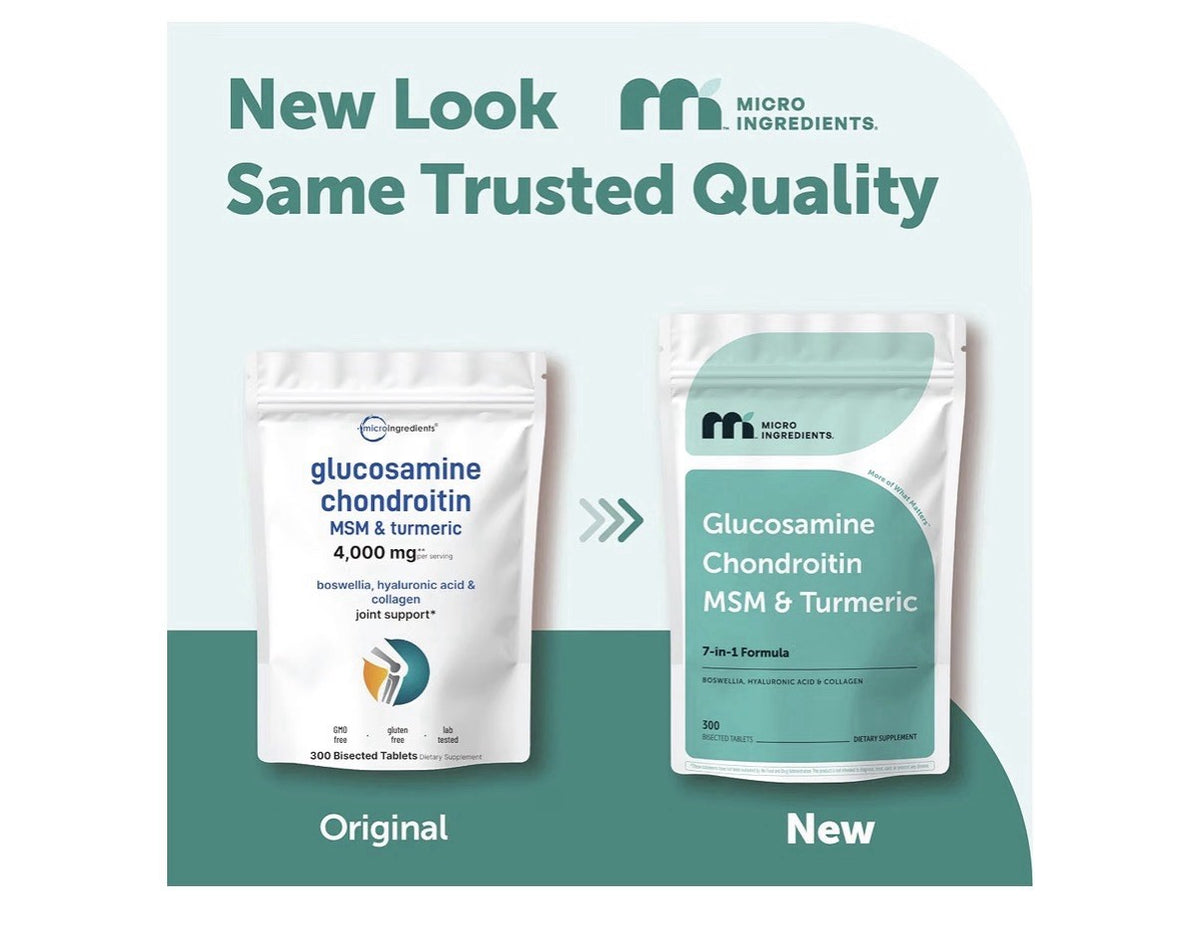 Micro Ingredients Glucosamine Chondroitin MSM Turmeric 4000mg Per Serving 300Tab