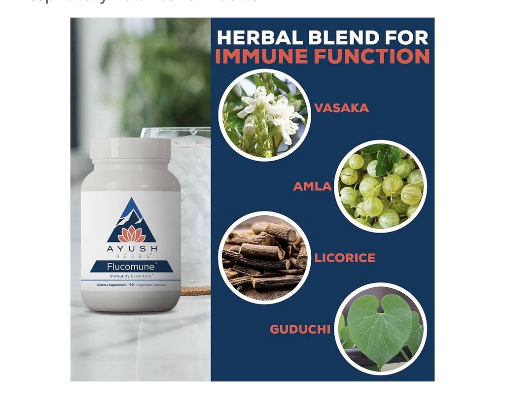 Ayush Herbs Flucomune Immunity Essentials Respiratory Balance Sinus Support 90ca