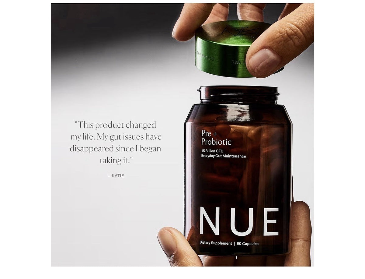Nue Pre + Probiotic Everyday Gut Maintenance 15 Billion CFU Supplement 60Capsule