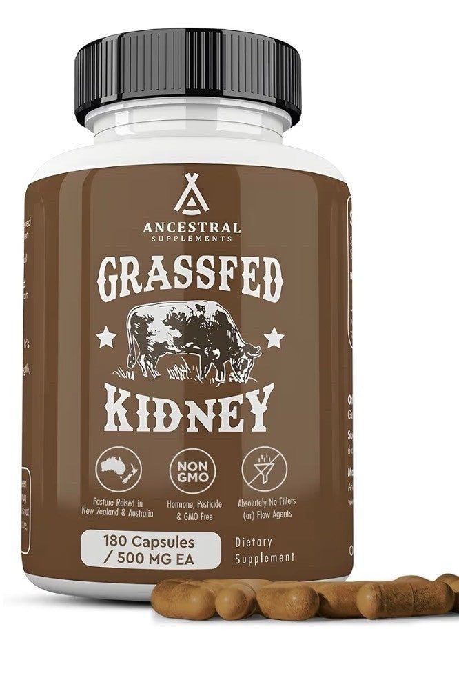 Ancestral Supplements Kidney Grass Fed Beef Supplement Pasture Raised 180capsule