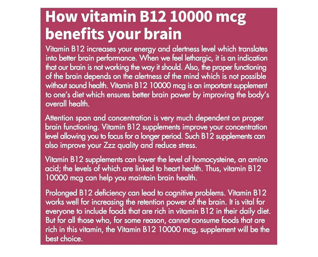 Vitamin B12 Energy Support Brain Function Extra Strength 10000 mcg 90 Tablets