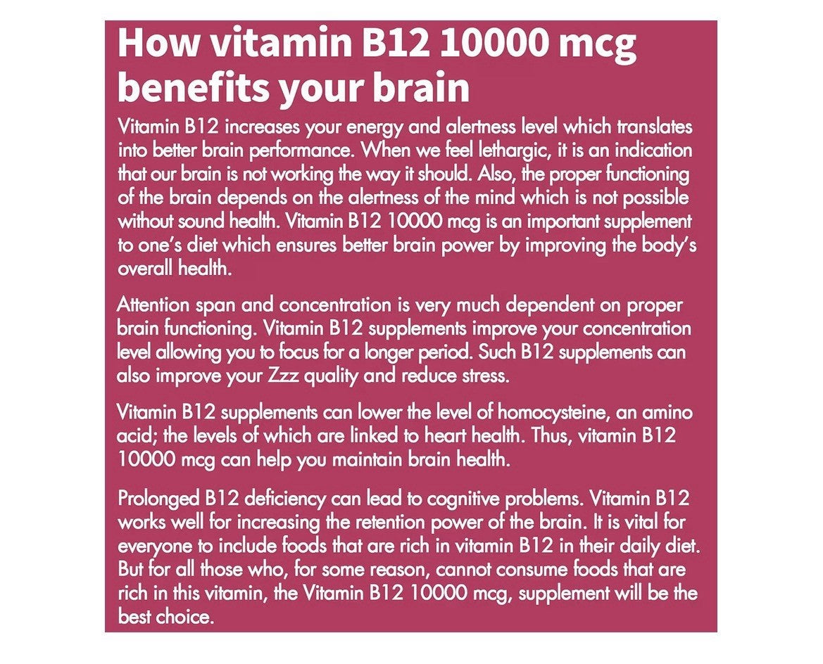 Vitamin B12 Energy Support Brain Function Extra Strength 10000 mcg 90 Tablets